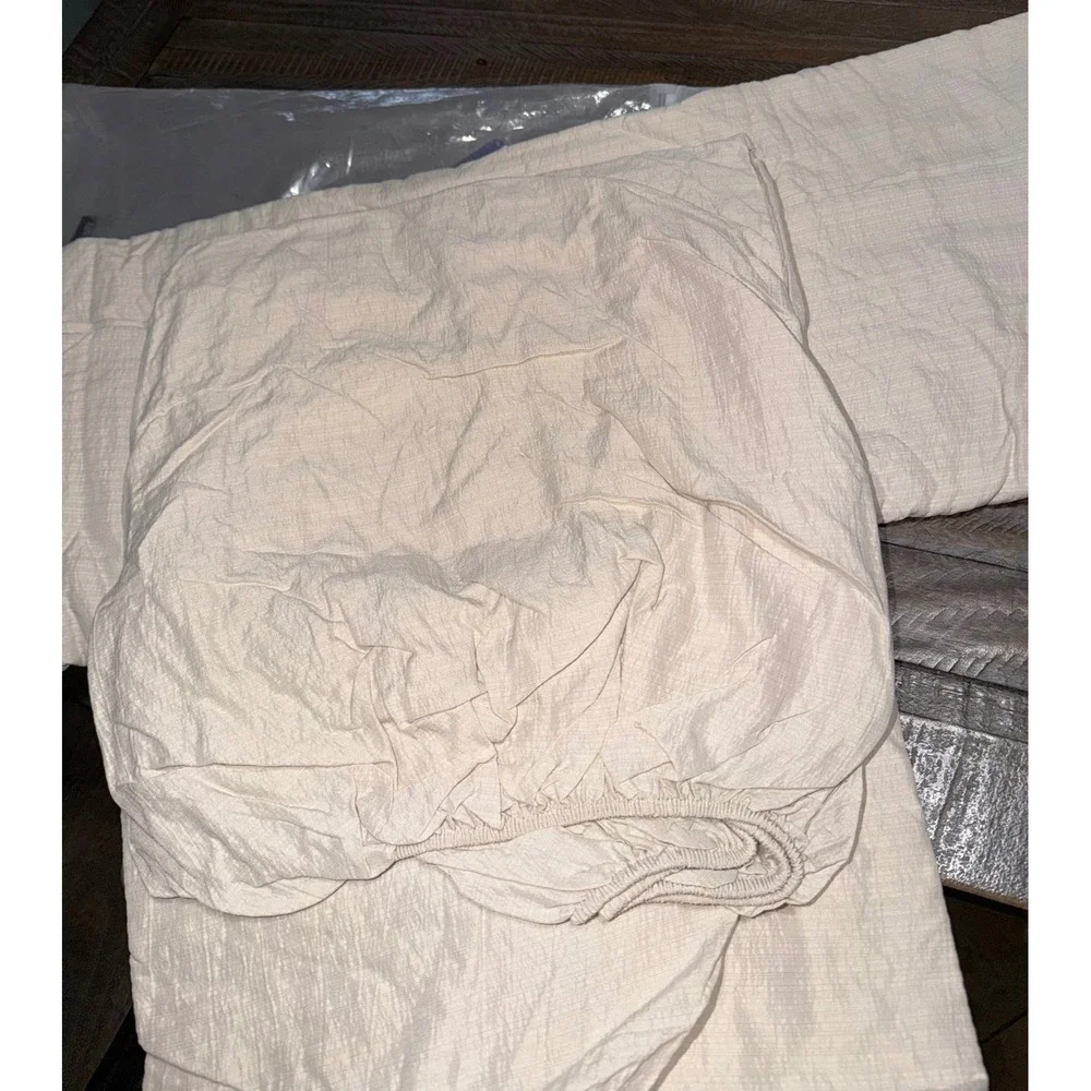 Simple Love Bedding Set Cal King Cream NWT 100% European Flax Linen Textured